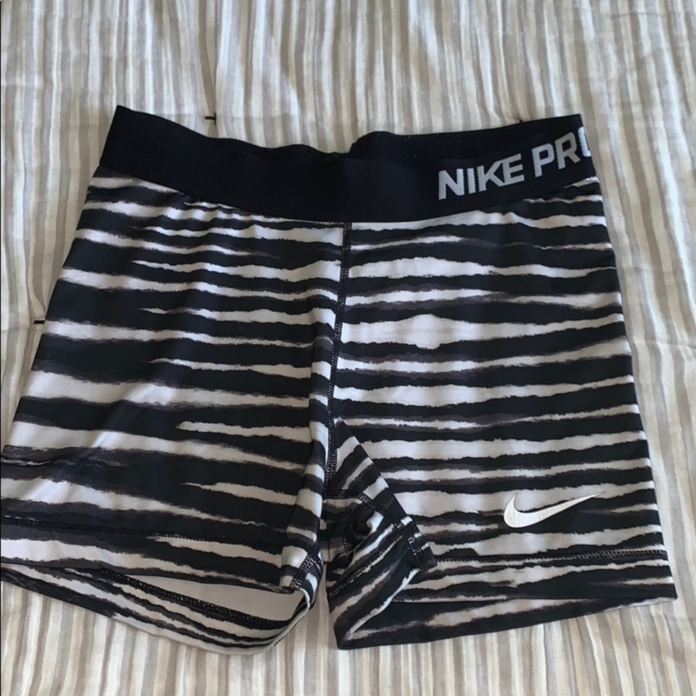 Nike Pro black and white spandex shorts.